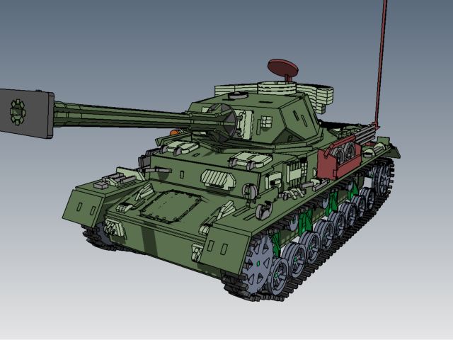 Panzerkampfwagen IV德军坦克模型3D图纸 Solidworks设计 附STEP
